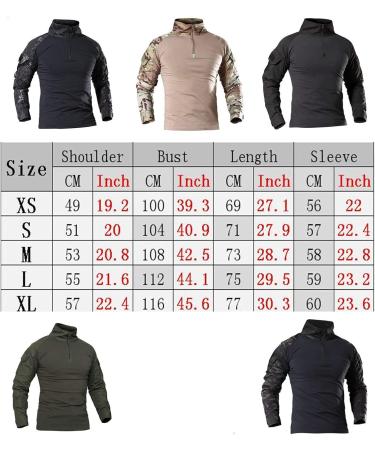 Men's Military Tactical Long Sleeve Shirt | Camouflage Hunting Combat T-Shirt | Rapid Dry Outdoor 1/4 ZIP Airsoft Tops - XS Schwarz - Buy Online on GoSupps.com