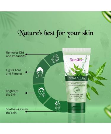 Nutriglow Neem & Tulsi Face Scrub with Oil Control Formula & Dead Skin Removal All Skin Types 65Ml - Buy Online on GoSupps.com
