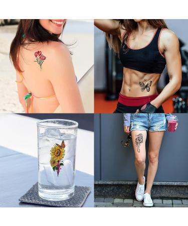 Jeefonna Flowers Temporary Tattoos for Women - 21 Waterproof Fake Rose Peony Body Art Arm Tattoo Stickers - Buy Online on GoSupps.com