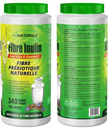 miNATURALS Pure Inulin Fiber Powder - Natural Prebiotic Fibre Supplement (340g - 106 Doses) - Folate and B Vitamins - Buy Online on GoSupps.com