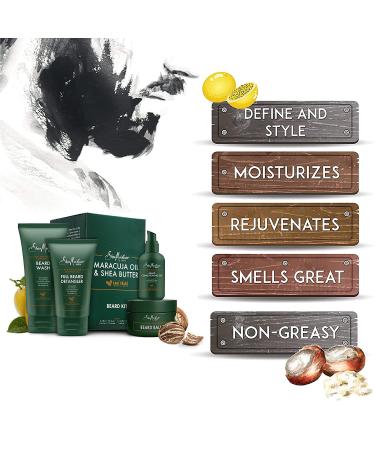 Shea Moisture Beard Kit for Men - Beard Wash, Balm, Oil, Conditioner - Complete Grooming Set with Shea Butter & Maracuja Oil - Gifts for Men, Husband - Natural Ingredients - Buy Online on GoSupps.com