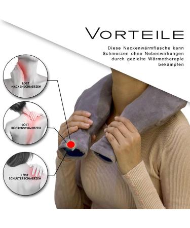 KUFL High-Quality Neck Heat Bottle | Soft Fleece PVC Pain Relief for Neck Back & Shoulders - Ideal for Heat Therapy (Gray) - Buy Online on GoSupps.com