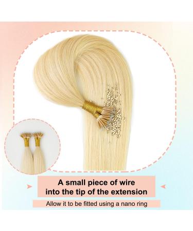 KOCONI 18 Inch Bleach Blonde Nano Ring Human Hair Extensions - Platinum Blonde #24 - 50g - Double Drawn Nano Tip Beads - 1g/Strand - 18 inch - Buy Online on GoSupps.com