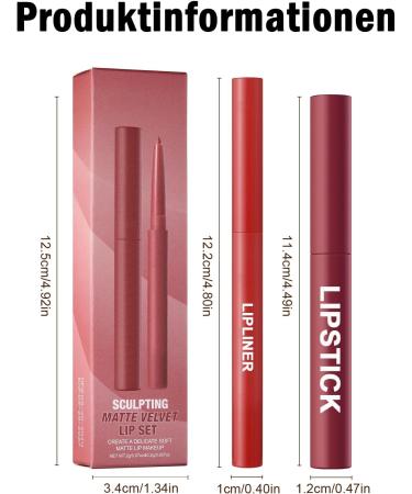 Erinde Erinde Lip Liner and Lipstick Set Matte Finish Lip Liner and Lipstick Long Lasting and Highly Pigmented Soft Lip Makeup Contour - Buy Online on GoSupps.com