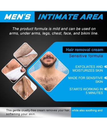 Men's Long-Lasting Sensitive Skin Depilatory Cream - Fast-Acting Painless Hair Removal for Chest Back Arms Legs & Underarms - 2.1fl oz - Buy Online on GoSupps.com