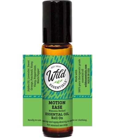 Wild Essentials Motion Ease Roll On 10ml - Organic Relief for Motion Sickness, Nausea, Vertigo - with Jojoba Oil - All Natural Formula - Buy Online on GoSupps.com