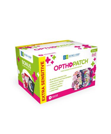 Opthopatch Kids Eye Patches - Fun Girls Design Series II - 90 + 10 Bonus Latex Free Hypoallergenic Cotton Adhesive Bandages for Amblyopia and Cross Eye - 3 Reward Chart Posters by Defined Vision