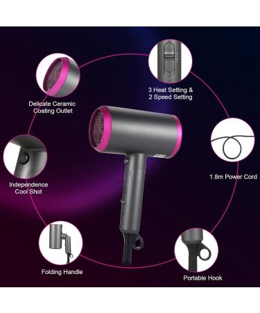 1800W Professional Salon Hair Dryer | Fast Drying Anion Technology with Diffuser & Nozzles | Portable & Foldable for Home Use - Buy Online on GoSupps.com
