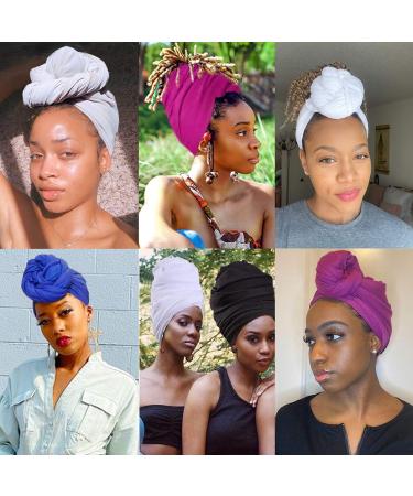 Kachanaa Ultra Soft Stretch Jersey Turban Head Wrap White Scarf for Black Women - Buy Online on GoSupps.com