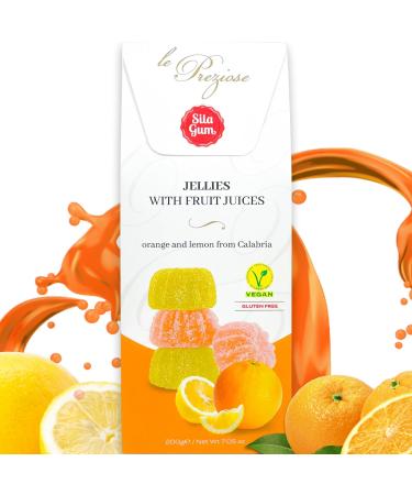 Orange & Lemon - Fruit Jellies Italian Le Preziose 200g Orange Liquorice Lemon Fruit