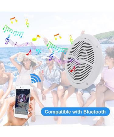 Herdio 6.5 Waterproof Marine Bluetooth Ceiling Speakers - 120W Flush Mount, Ideal for Boat, ATV, RV - 1 Pair White - Buy Online on GoSupps.com