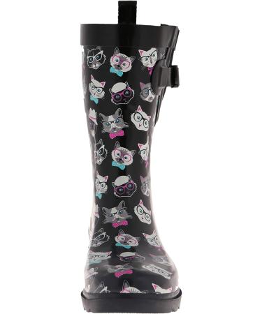 Capelli New York Women's Mid-Calf Rubber Rain Boots - Black Kitty (Size 8) - Buy Online on GoSupps.com
