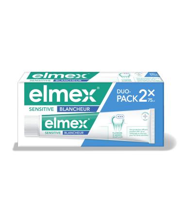 ELMEX Elmex Sensitive Whitening Toothpaste - Whitening Toothpaste for Sensitive Teeth - Olafluor Amine Fluoride Formula - Clinically Proven - 2 packs of 2 x 75 ml (Packaging may vary)