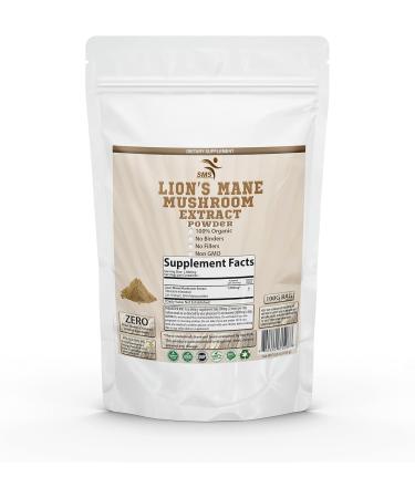 SMSHEALTHPRODUCTS.com Lion's Mane Mushroom 50% Polysaccharides Cognition Lions Mane Mushroom Powder Extract 100G | Brain Supplement Brain Vitamins Focus Supplement - Buy Online on GoSupps.com