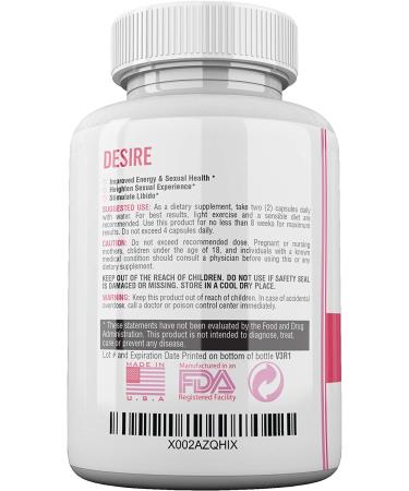 Desire Female Enhancement Pills - Natural Mood Booster for Women | Increase Energy & Vitality, Balance Hormones, PMS & Menopause Relief - 60 Caps - Buy Online on GoSupps.com