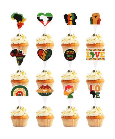36 PCS Happy Juneteenth Day Cupcake Toppers Black History Month Cake Toppers Toothpicks African Independence Theme Party Supplies Decorations