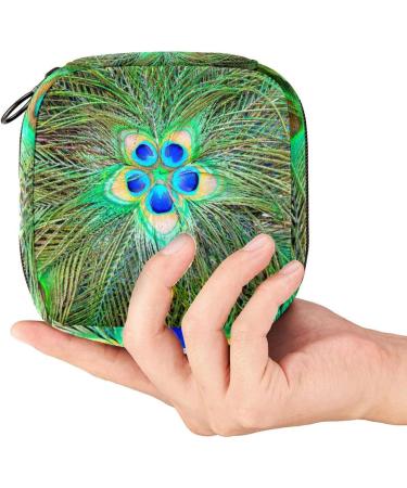 Sanitary Napkins Storage Bag | Menstrual Cup Bag | Large Capacity Makeup Organizer | Peacock Feathers | Travel Essential for Girls - Buy Online on GoSupps.com