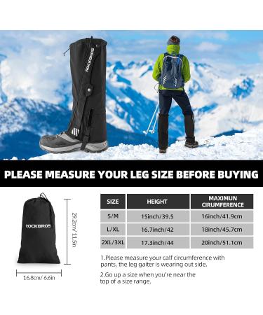 Rockbros Waterproof Warm Gaiters for Hiking Snow and Climbing - S-3XL Sizes for Men & Women - Buy Online on GoSupps.com