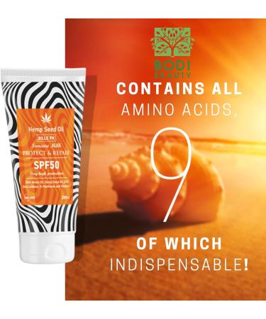 BODI BEAUTY Sunscreen SPF with Coenzyme Q10 Vitamin A Vitamin D Panthenol Tahitian Monoi Oil Cocoa Butter & Shea Butter Body Care SPF Skincare 150ml (SPF 50 150ml) - Buy Online on GoSupps.com