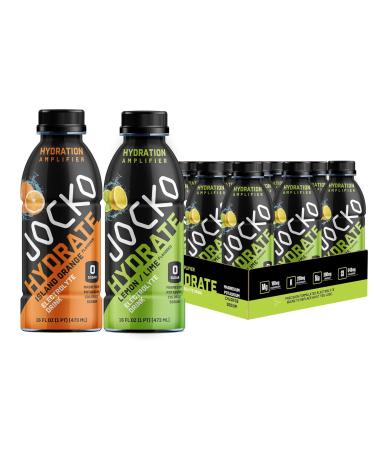Jocko Fuel Hydrate Electrolyte Drinks - Sports Hydration Amplifier - Scientifically Formulated Electrolyte Blend Island Orange + Lemon-Lime 16 Oz (24 Pack)