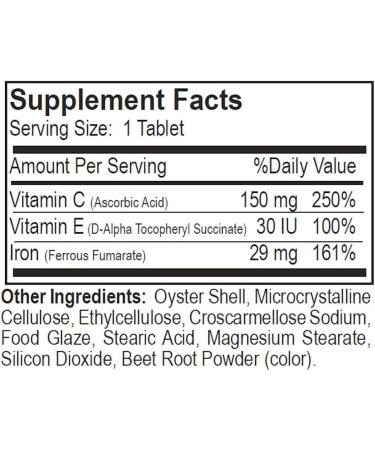 Iron with Vitamin C & E Supplements - 60 Tablets - Buy Online on GoSupps.com