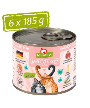 Granapet Delicatesse Salmon wet food for cats food without grain & without sugar additives cat food with high meat content & high -quality oils 6 x 185 g salmon pure 185 g (6 Pack)