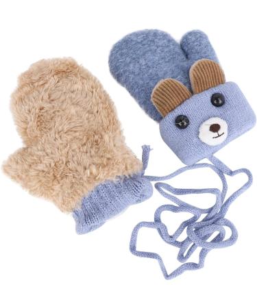 Infant Toddlers Winter Mittens | Cute Cartoon Gloves for Baby Girls Boys 0-3 Years | Plush Padded Knitted Mittens - Light Blue - Buy Online on GoSupps.com