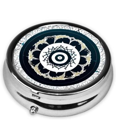Black & White Round Pill Box Organizer | 3-Compartment Portable Travel Pill Box for International Shipping - Buy Online on GoSupps.com