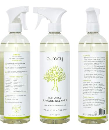 Puracy Organic Lemongrass Surface Cleaner Spray  25 oz Clear Bottle - Buy Online on GoSupps.com