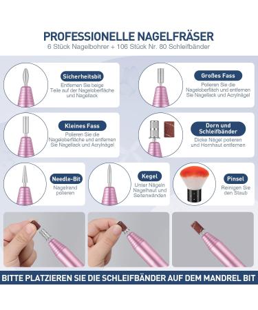 Portable Electric Nail Drill Kit - 20 000 RPM Nail Cutter for Acrylic Gel - Manicure & Pedicure Essentials in Pink - Buy Online on GoSupps.com