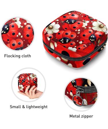 Anna Cowper Red Black Ladybugs Flowers Menstrual Cup Pouch - Portable Period Bag for Women/Girls | Multi-Colored Sanitary Napkin Storage Case - Buy Online on GoSupps.com