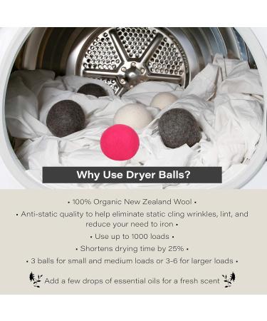 Wool Dryer Balls Tumble Dryer Balls Pack of 6 XL- Fabric Softening Handmade Reusable Organic Wool Laundry Balls Reduce Drying Time Noise Wrinkles Free with No Bad Odor Grey + Pink - Buy Online on GoSupps.com