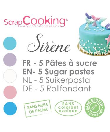 Scrapcooking Mermaid Fondant Set - 5 x 80g Light Blue Pink & Turquoise - Gluten-Free & Palm Oil-Free Cake Decoration - Buy Online on GoSupps.com