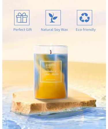 Lavender Candle | Hand-Poured Soy Wax | 60-Hour Burn Time | Aromatherapy | Beach Ocean Scent | Perfect Gifts for Women | 8oz Lavender & Lilac Musk - Buy Online on GoSupps.com