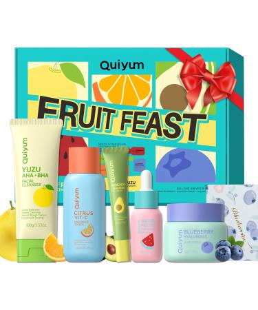 Fruit Skincare for Teens 5 Daily Routine Beauty Skin Care Sets - Exfoliating Smooth Clean Oil Control Firm Hydrating Glow Up Facial Skincare Gift Set for Girls Women for All Skin Types 5PCS(skincare set)