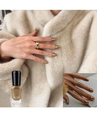 Metal Nail Polish Golden Glitter Mirror Effect Holographic Quick Dry Nail Varnish Shimmering Metallic Shining Sparkling Long Lasting No Need Cure DIY Nail Art Manicure at Home - Buy Online on GoSupps.com