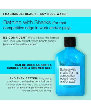 Not Soap Radio Bathing with sharks | Beach and sky blue water with Royal Jelly extract Moisturizing Body Wash for Women and Men | Paraben and Sulfate Free - Buy Online on GoSupps.com