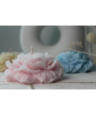 Set of 2 Peony Flower Candle 100% Natural Soy Wax Coconut Soy Wax Gender Reveal Birthday Wedding.(Purple Yellow) (Pink Lily Matcha)