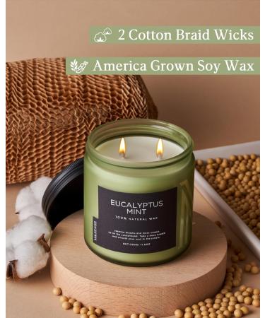 M&SENSE Eucalyptus Mint Soy Candles - 11.6oz Aromatherapy Candle for Stress Relief Meditation Yoga & Relaxation | 70 Hour Burn Gift for Men & Women - Buy Online on GoSupps.com
