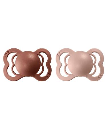 BIBS Pacifiers - Supreme Collection | BPA-Free Baby Pacifier | Made in Denmark | Set of 2 Woodchuck/Blush Color Premium Soothers | Size 0-6 Months - Buy Online on GoSupps.com