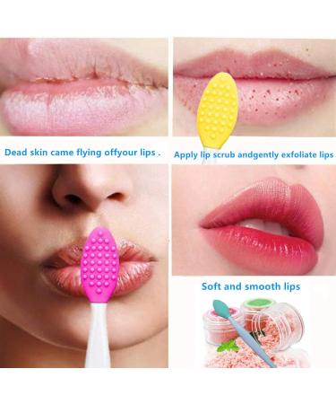 8 Pieces Lip Scrub Brush tool Silicone mini Exfoliating Lip Brush lip lightening for dark lips Silicone Soft Lip Brush For Smoother Appearance Blue Pink Red Rose - Buy Online on GoSupps.com