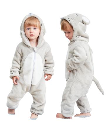 COOKY.D Unisex Winter Hooded Romper Jumpsuit 2-36 Months 6-12 Months Mouse