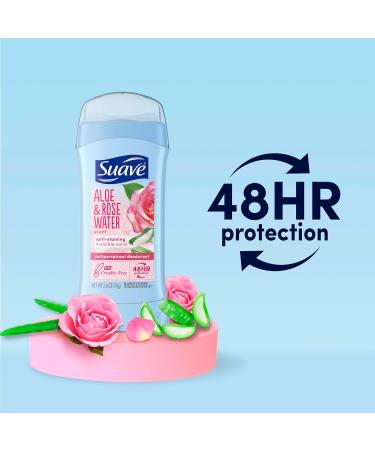Suave Deodorant for Women Aloe & Rose Water Invisible Solid Antiperspirant Deodorant Stick 48H Protection Anti-Staining Cruelty-Free Scented 2.6 Oz (Pack of 2) - Buy Online on GoSupps.com