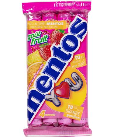 Mentos - Pack of 4 Fruit Rolls - Soft and Crunchy Mentos Candies 3 Assorted Flavors - Strawberry Orange Lemon - Roll - Buy Online on GoSupps.com