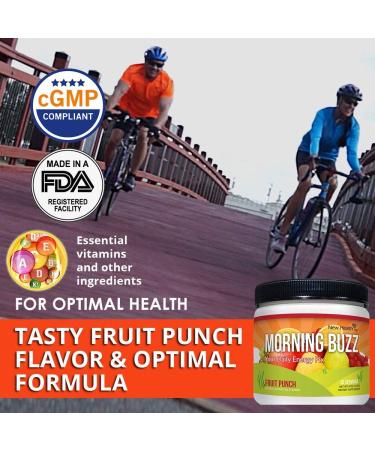 Morning Buzz Energy Drink Powder | Sports Nutrition for Endurance | Supports Mental Clarity & Metabolism | 8oz, 30 Servings - Fruit Punch - Buy Online on GoSupps.com