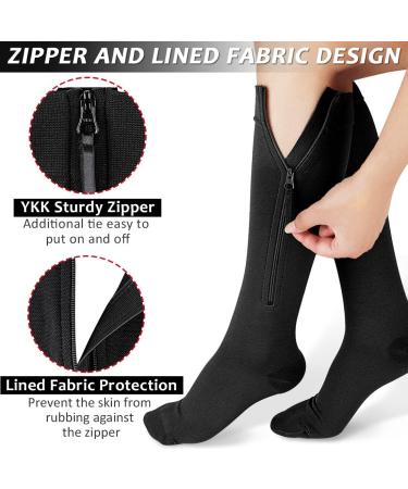 Ailaka Compression Stockings with Zip for Men & Women 20-30 mmHg Medical Class 2 Support Socks for Varicose Veins Edema Recovery 3X Large Black (1 Pair) - Buy Online on GoSupps.com