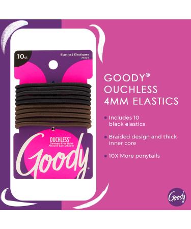 Goody Nonslip Women's Elastic Hair Tie - 10 Count Black - 4MM for Medium Hair | Ouchless Hair Accessories for Long Lasting Styles - Pain-Free - Buy Online on GoSupps.com
