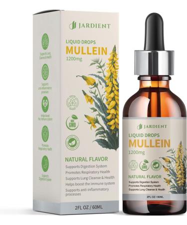 Organic Mullein Drops for Lungs Natural Lungs Detox & Immune Support | Mullein Leaf Extract 2fl.oz - Buy Online on GoSupps.com