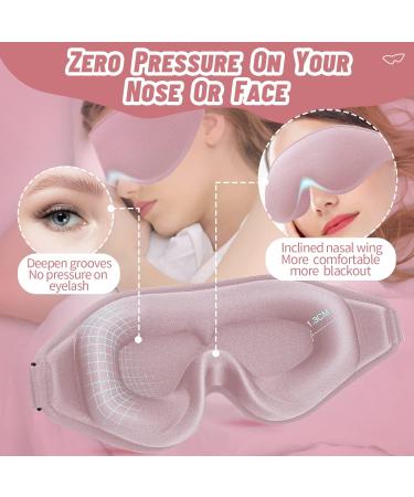 3D Deep Contoured Sleep Mask for Women Men - Block Out Light, No Pressure Eye Covers - Adjustable Strap for Sleeping, Yoga, Travel - Pink - Buy Online on GoSupps.com