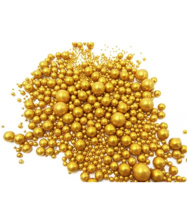 Gold Edible Pearl Sugar Sprinkles - 120g/4.2oz Jar for Cake, Cupcake, Cookie Decorations - Perfect for Weddings, Showers, and Parties - Buy Online on GoSupps.com